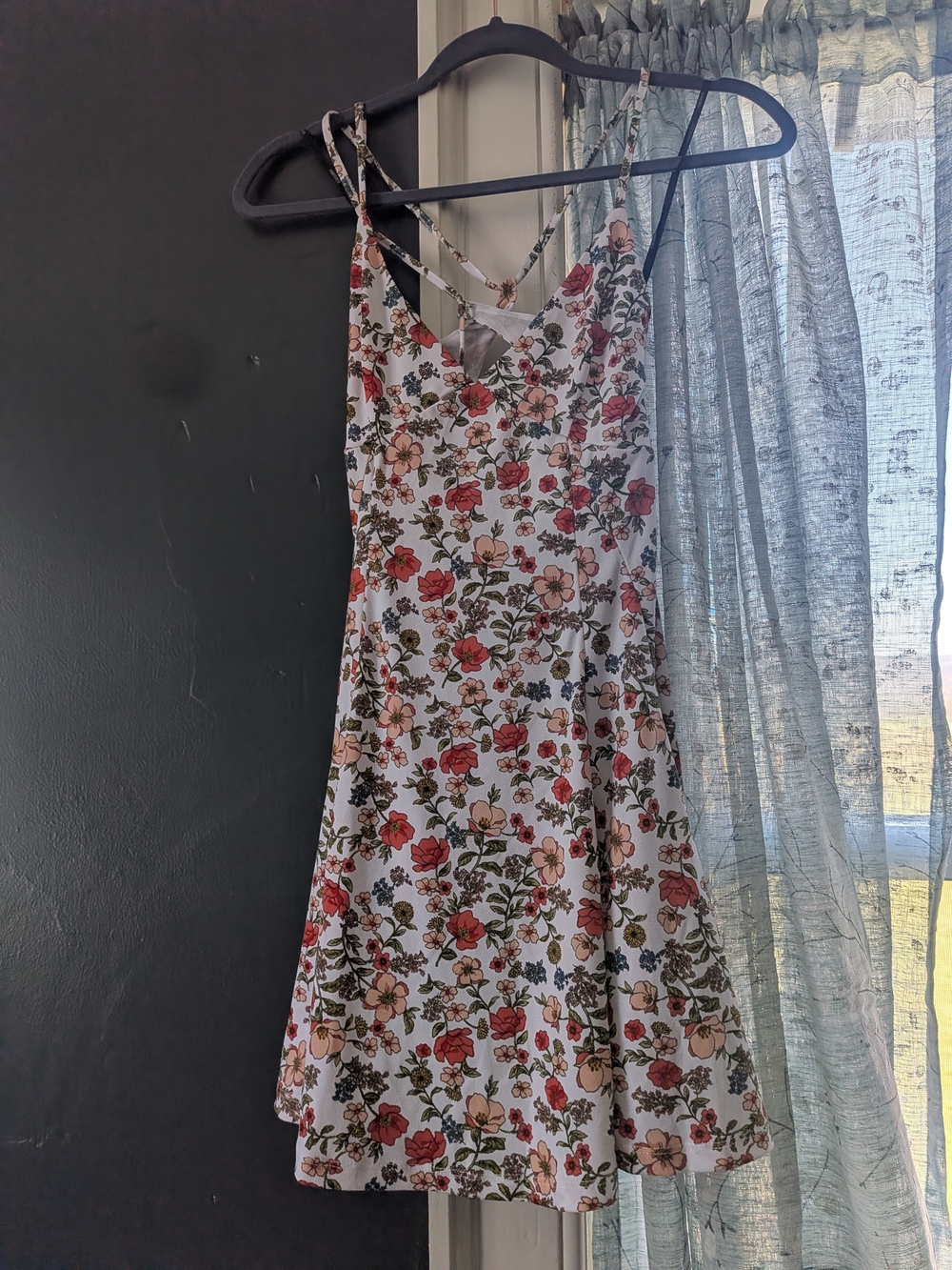 Forever 21 White Mini Dress with Pink and Red Floral Print